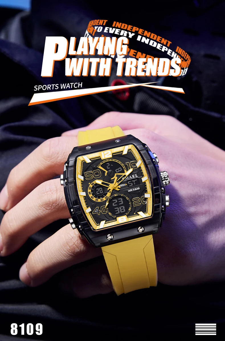 SMAEL Men's Dual Display Sports Watch – Rugged, Stylish, and Multi-Functional