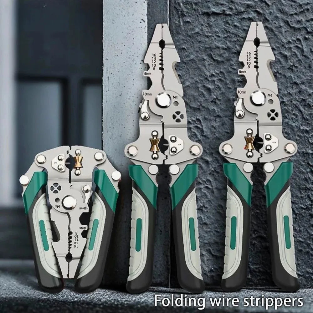 Foldable Wire Stripper & Multi-Function Crimping Pliers
