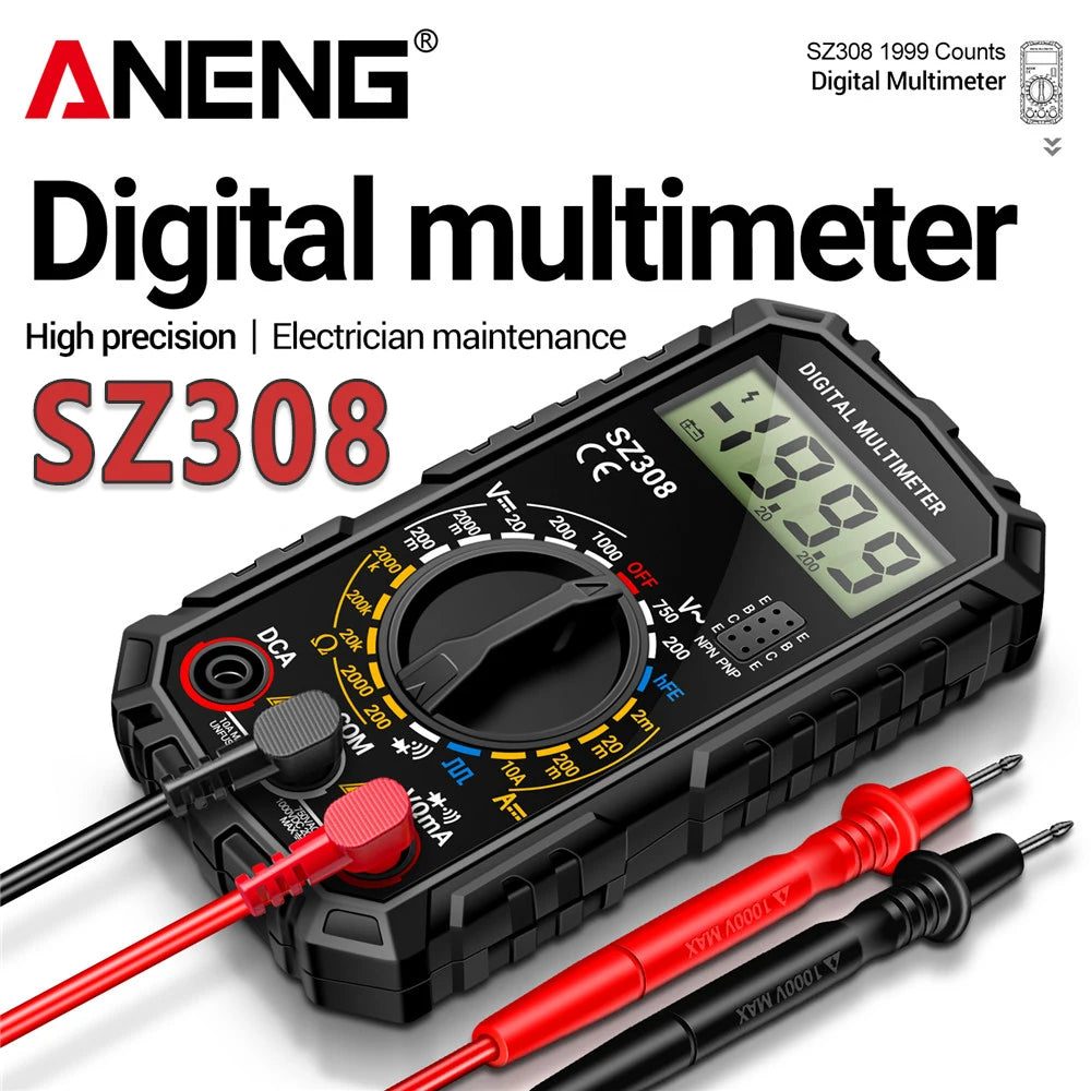 The ANENG SZ308 is a compact, user-friendly digital multimeter ideal for DIY electrical tasks