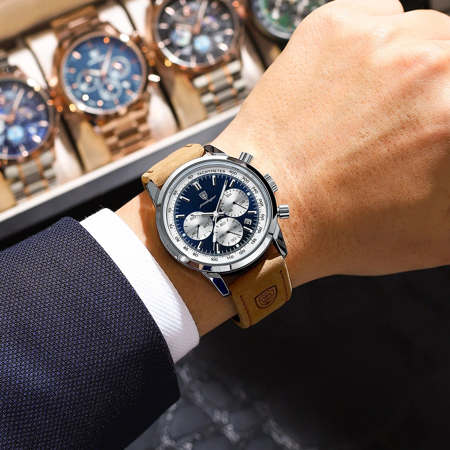 POEDAGAR Men's Luxury Quartz Chronograph Watch – Waterproof, Luminous & Fashionably Rugged