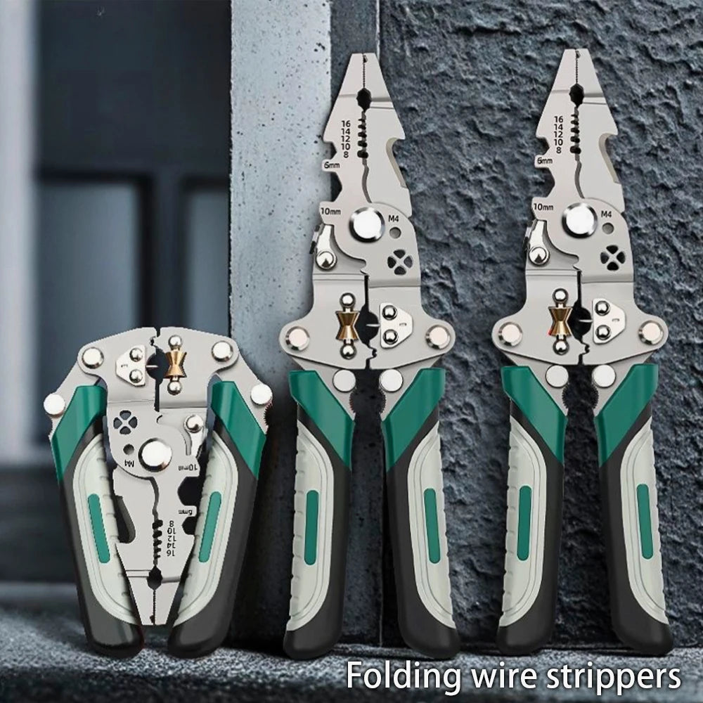Foldable Wire Stripper & Multi-Function Crimping Pliers