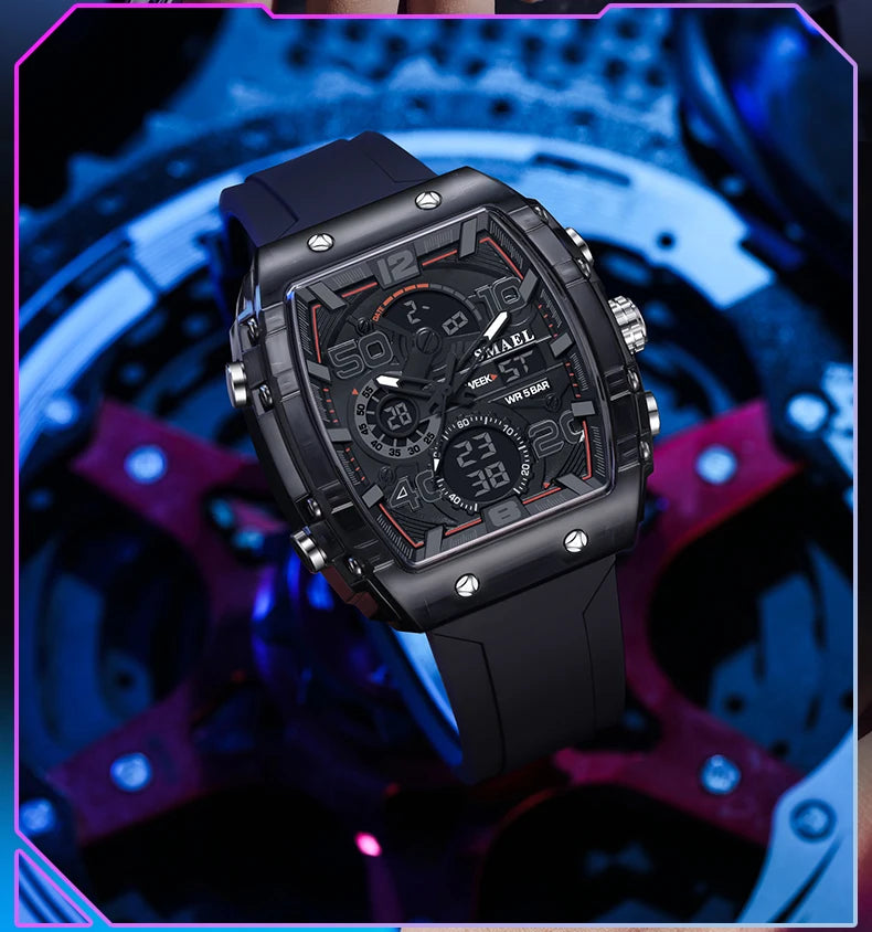 SMAEL Men's Dual Display Sports Watch – Rugged, Stylish, and Multi-Functional