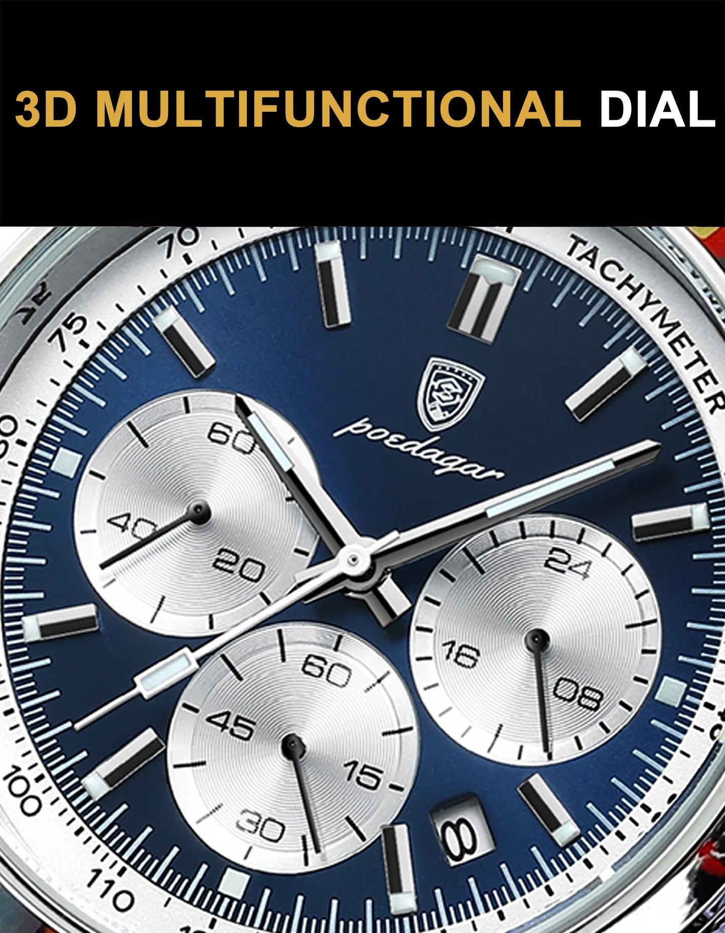 POEDAGAR Men's Luxury Quartz Chronograph Watch – Waterproof, Luminous & Fashionably Rugged