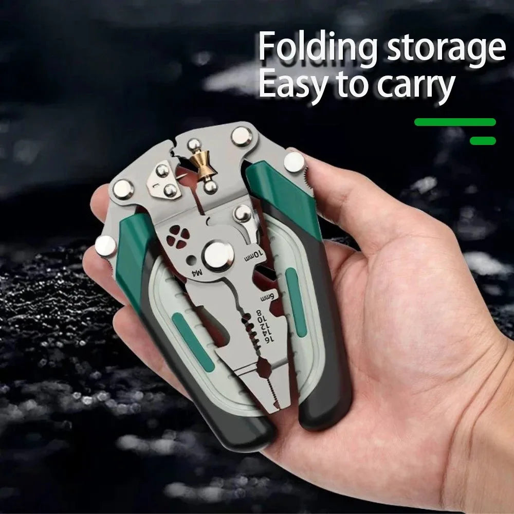 Foldable Wire Stripper & Multi-Function Crimping Pliers