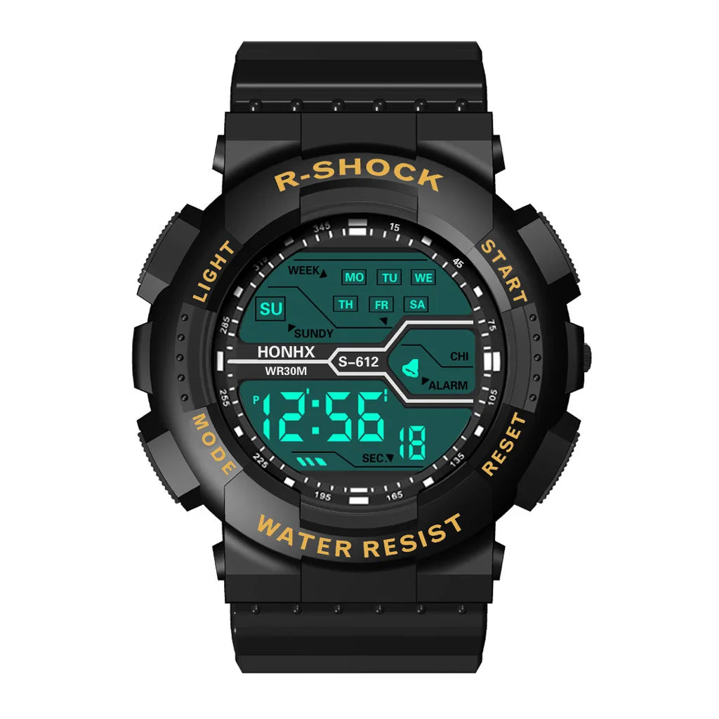 Men's Outdoor Sport Multifunction Digital Watch – Large LED Display, Waterproof & Shock Resistant