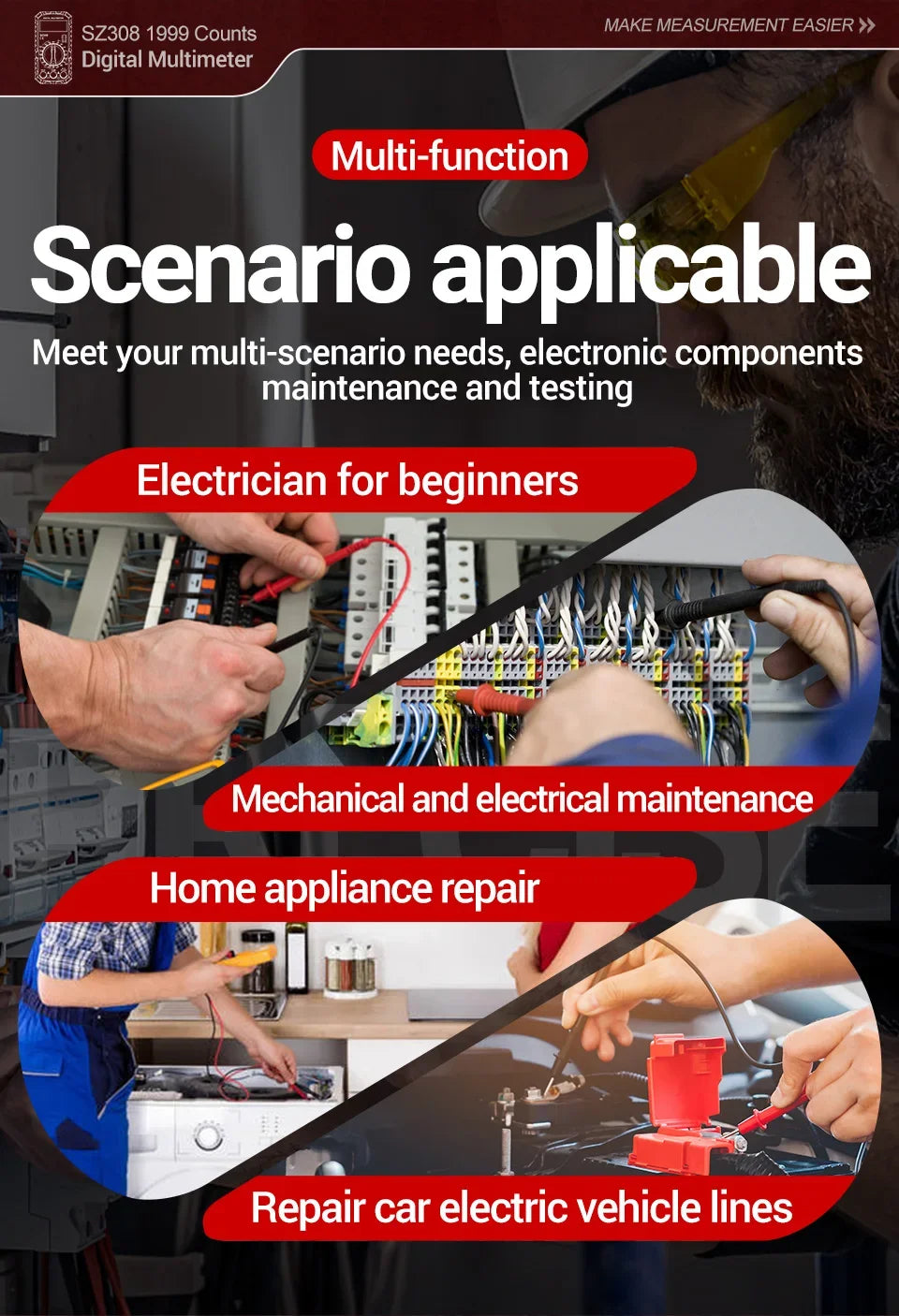The ANENG SZ308 is a compact, user-friendly digital multimeter ideal for DIY electrical tasks