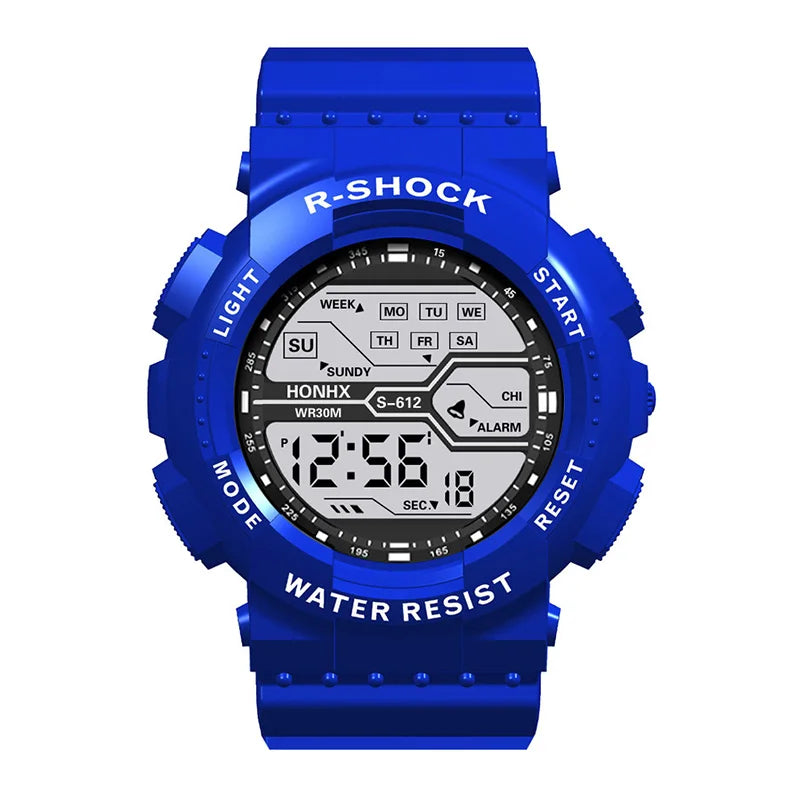 Men's Outdoor Sport Multifunction Digital Watch – Large LED Display, Waterproof & Shock Resistant