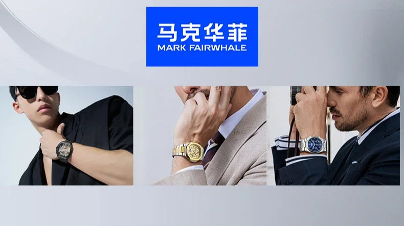 MARK FAIRWHALE Tourbillon Skeleton Automatic Watch – Luxury Business Timepiece with Moon Phase Display