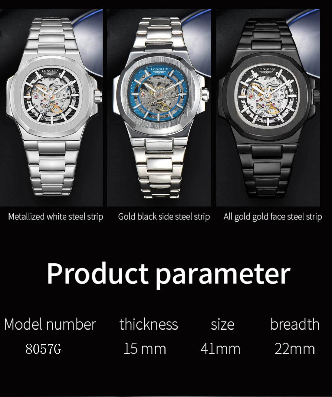 LONGLUX Men's Automatic Skeleton Watch – Luxury Style Meets Mechanical Precision