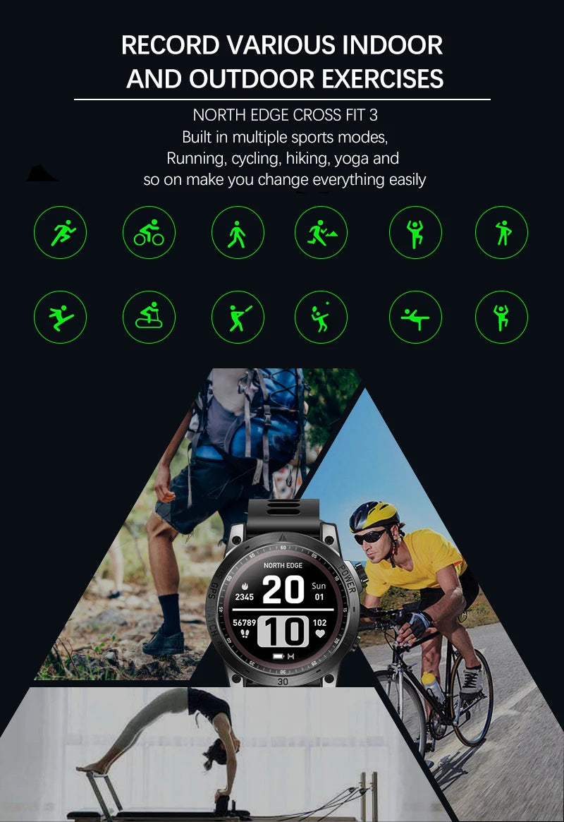 NORTH EDGE 2025 Men's GPS Smartwatch – Rugged Outdoor Performance with AMOLED Display & Advanced Sensors