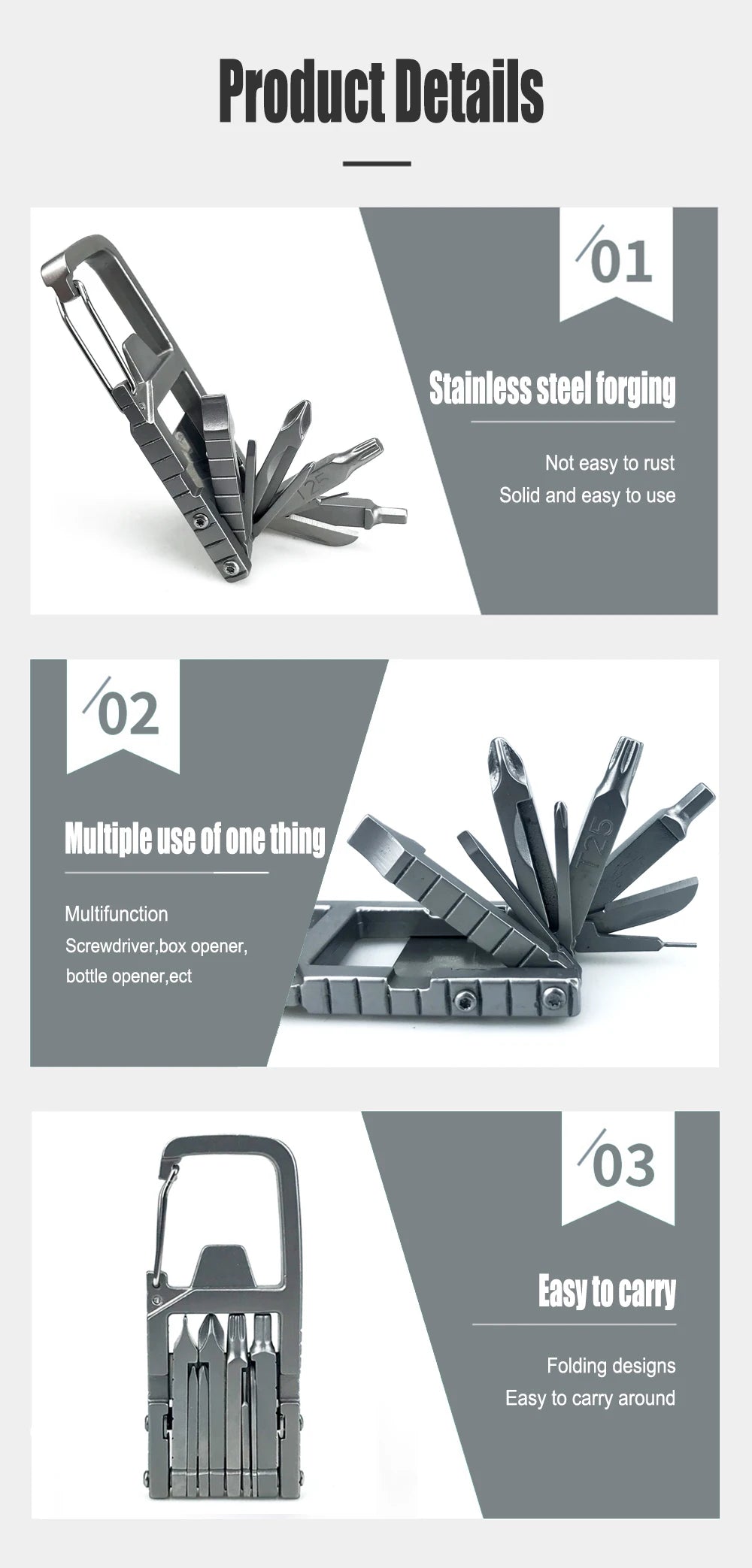 13-in-1 Multifunction Stainless Steel Folding Tool – Mini Outdoor EDC Kit