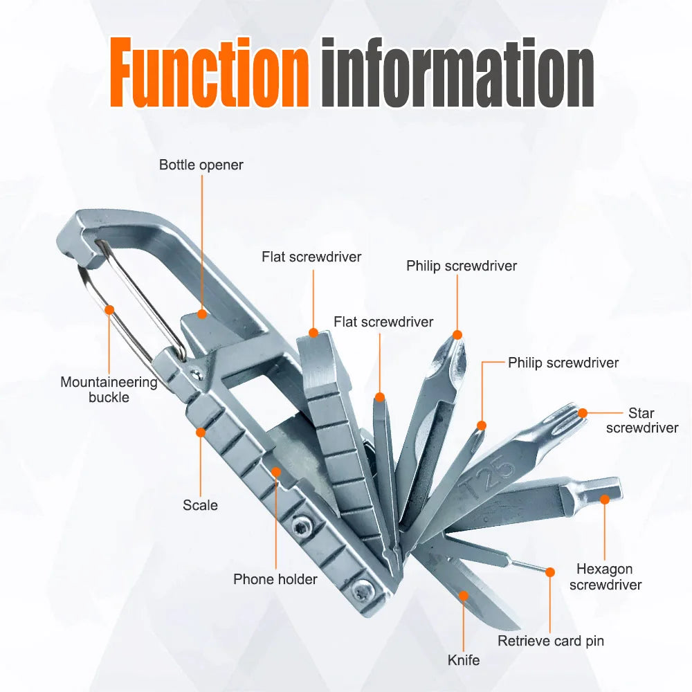 13-in-1 Multifunction Stainless Steel Folding Tool – Mini Outdoor EDC Kit