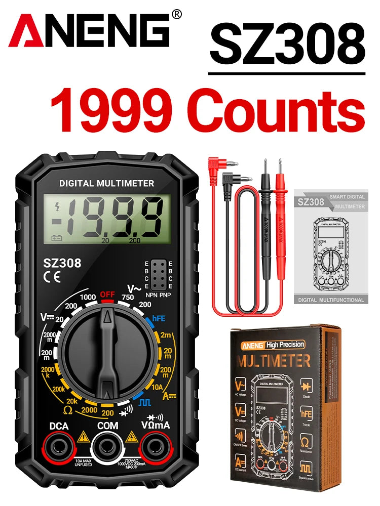 The ANENG SZ308 is a compact, user-friendly digital multimeter ideal for DIY electrical tasks
