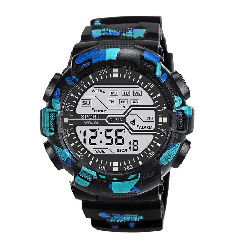 Men's Outdoor Sport Multifunction Digital Watch – Large LED Display, Waterproof & Shock Resistant