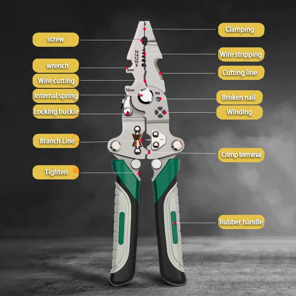 Foldable Wire Stripper & Multi-Function Crimping Pliers