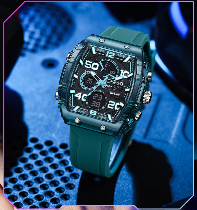 SMAEL Men's Dual Display Sports Watch – Rugged, Stylish, and Multi-Functional