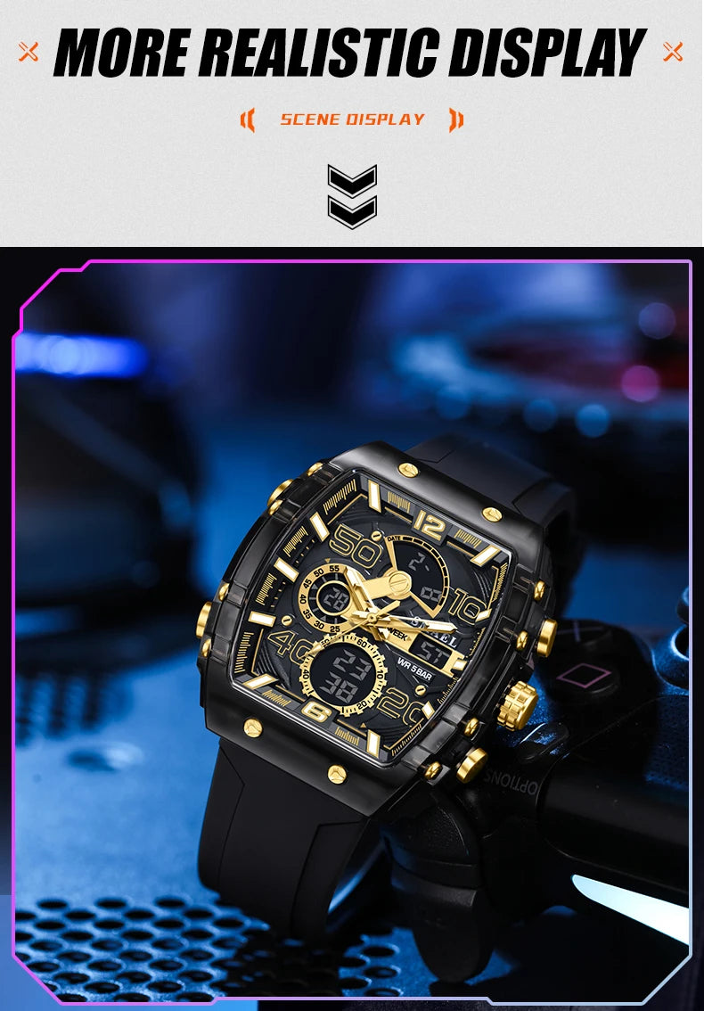 SMAEL Men's Dual Display Sports Watch – Rugged, Stylish, and Multi-Functional