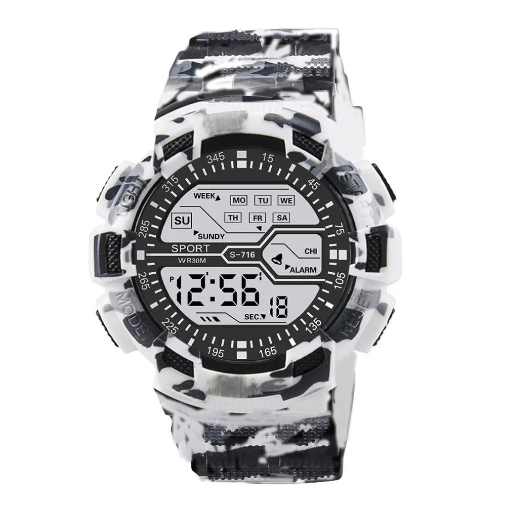 Men's Outdoor Sport Multifunction Digital Watch – Large LED Display, Waterproof & Shock Resistant