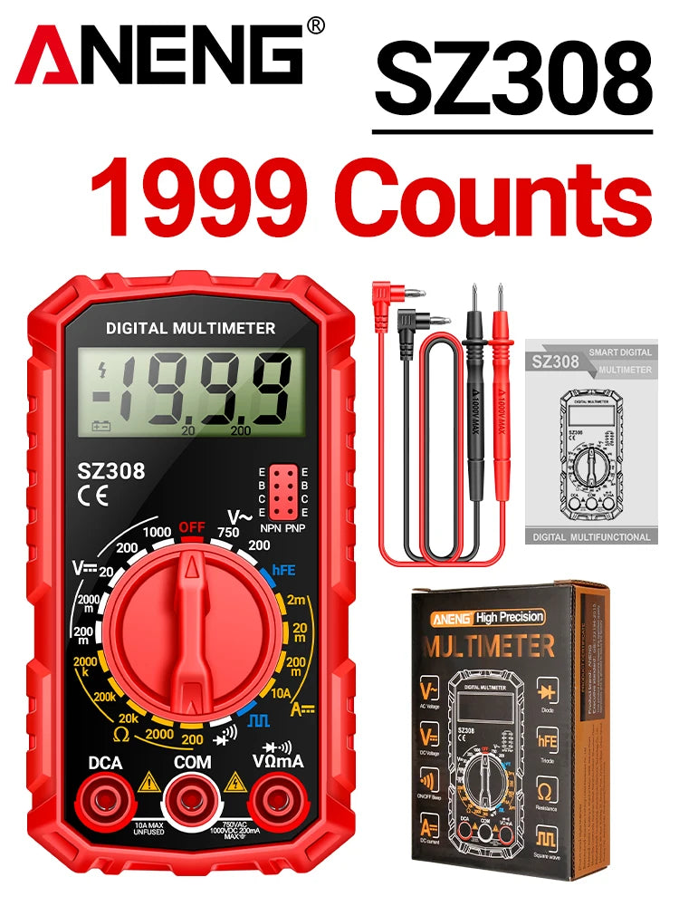 The ANENG SZ308 is a compact, user-friendly digital multimeter ideal for DIY electrical tasks
