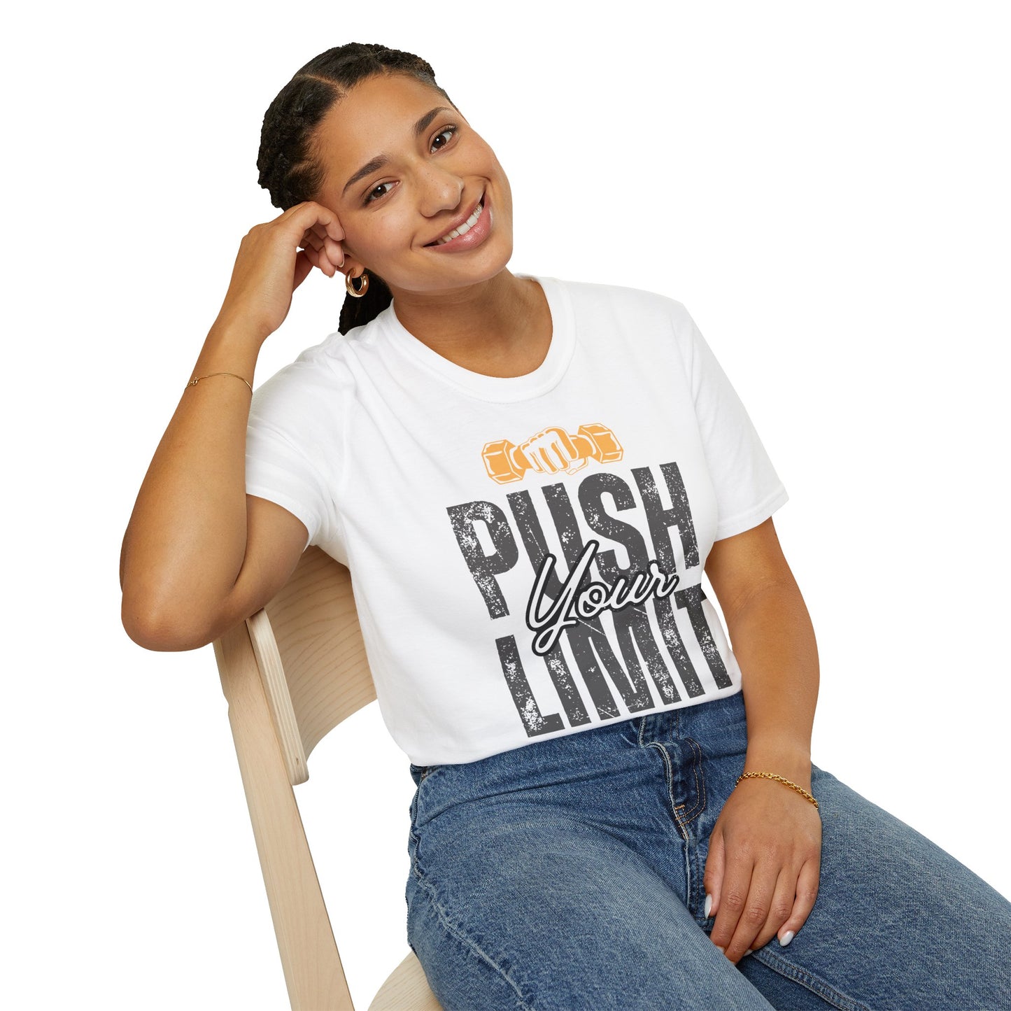 Motivational Fitness T-Shirt - 'Push Your Limit' - Unisex Softstyle Tee for Gym Lovers