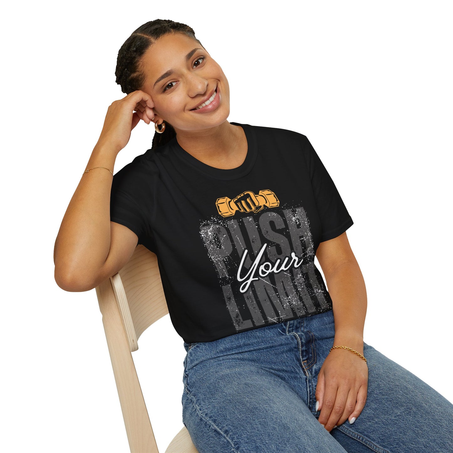 Motivational Fitness T-Shirt - 'Push Your Limit' - Unisex Softstyle Tee for Gym Lovers