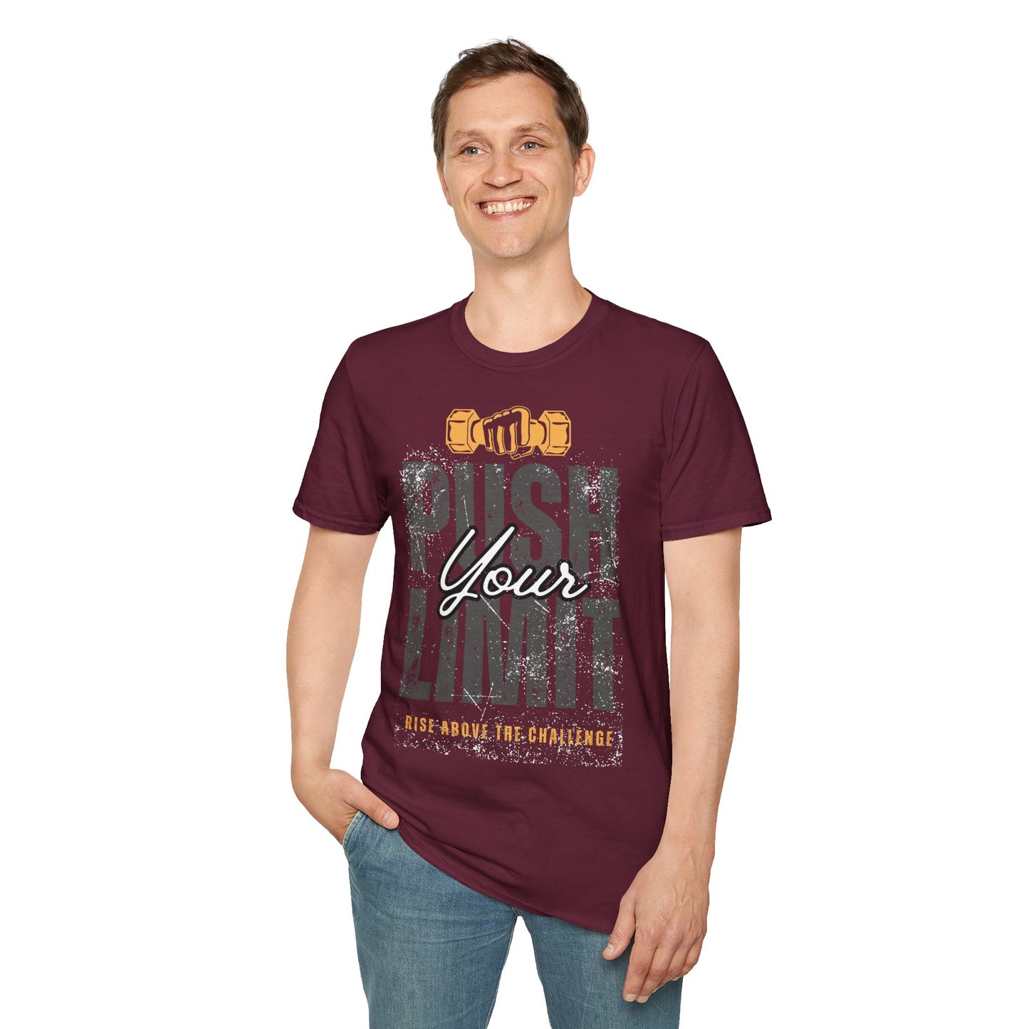 Motivational Fitness T-Shirt - 'Push Your Limit' - Unisex Softstyle Tee for Gym Lovers