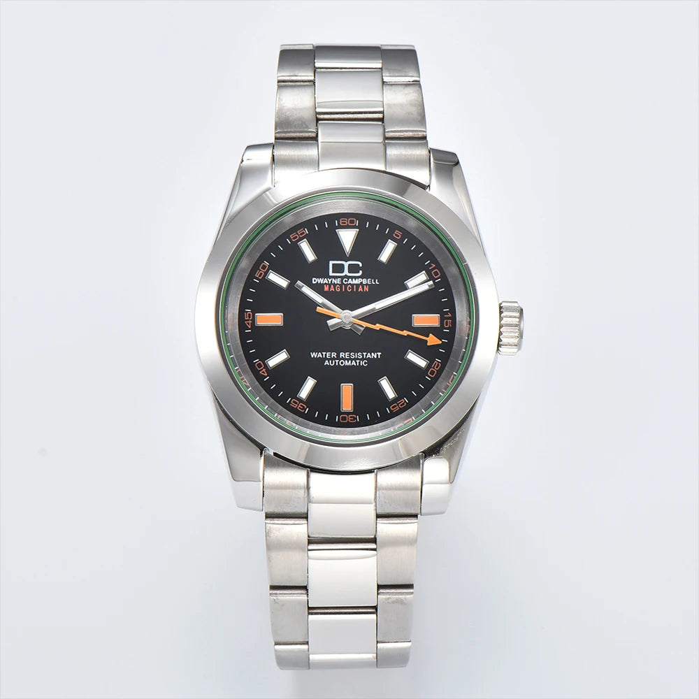 39mm Stainless Steel Watch Case with Sapphire Glass – Compatible with NH35 Movement | Green Luminous | Custom Logo Options