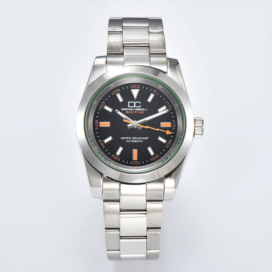 39mm Stainless Steel Watch Case with Sapphire Glass – Compatible with NH35 Movement | Green Luminous | Custom Logo Options