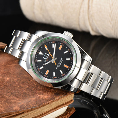 39mm Stainless Steel Watch Case with Sapphire Glass – Compatible with NH35 Movement | Green Luminous | Custom Logo Options
