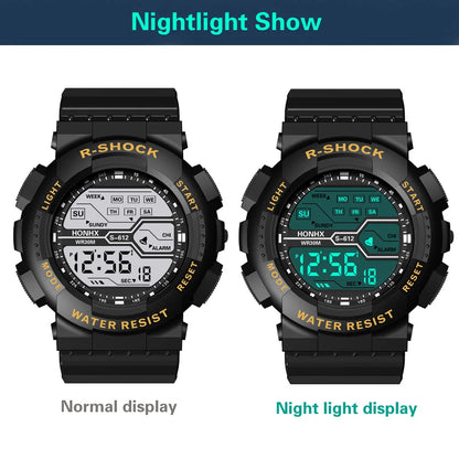 Men's Outdoor Sport Multifunction Digital Watch – Large LED Display, Waterproof & Shock Resistant