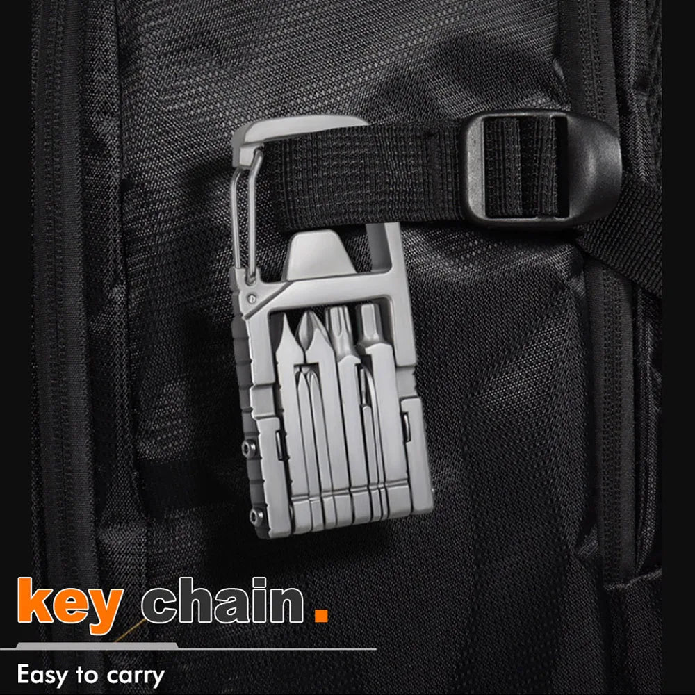 13-in-1 Multifunction Stainless Steel Folding Tool – Mini Outdoor EDC Kit