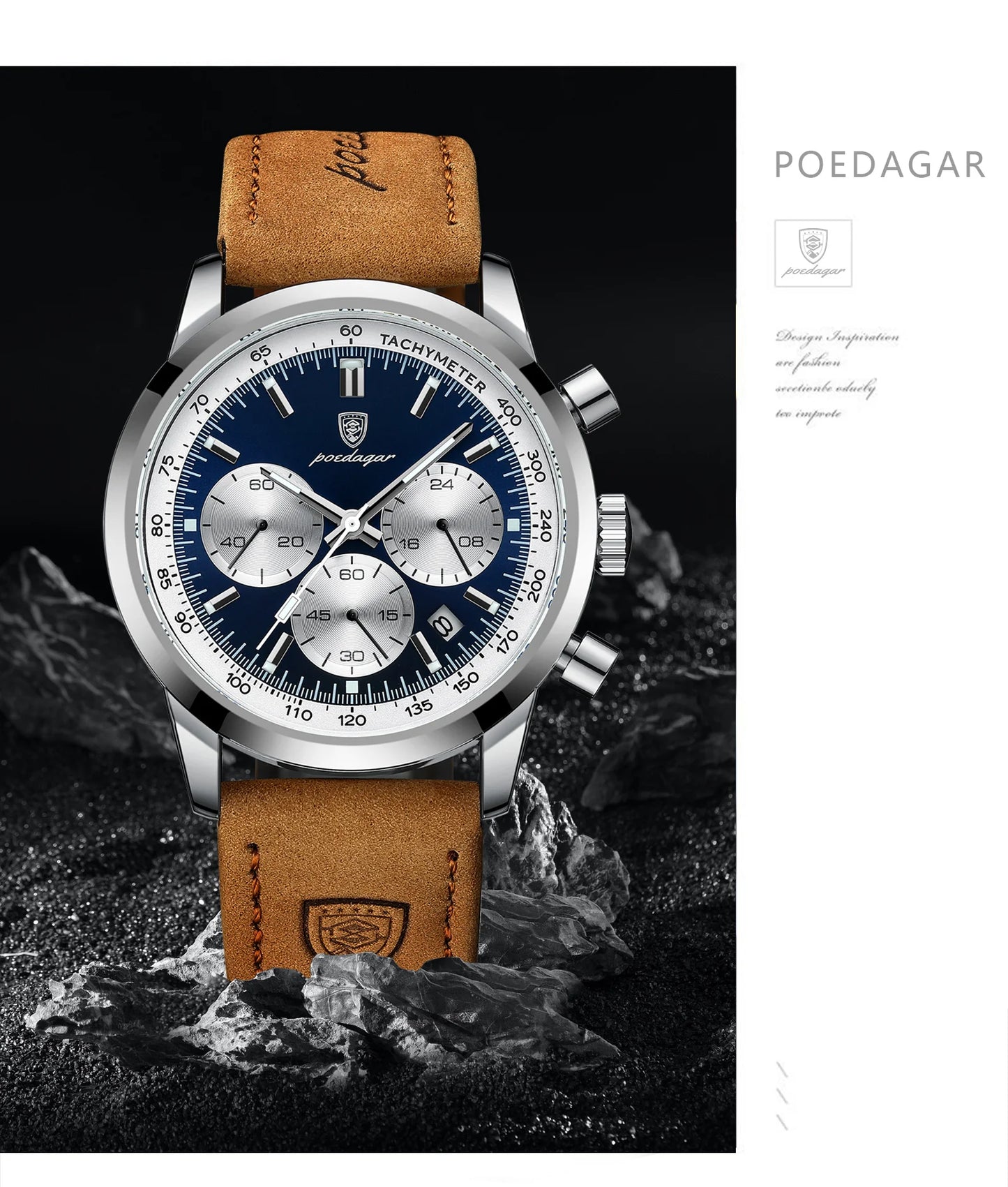 POEDAGAR Men's Luxury Quartz Chronograph Watch – Waterproof, Luminous & Fashionably Rugged