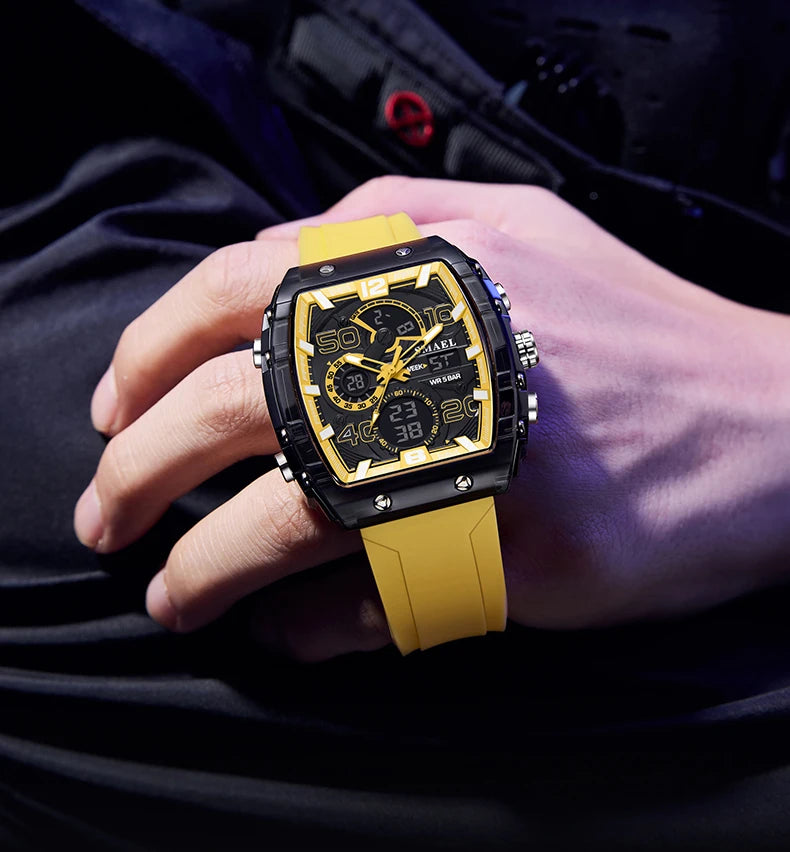 SMAEL Men's Dual Display Sports Watch – Rugged, Stylish, and Multi-Functional