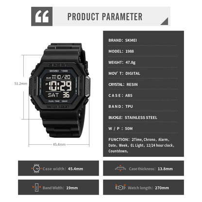 Men's Digital Sport Watch – Rugged LED Military Style