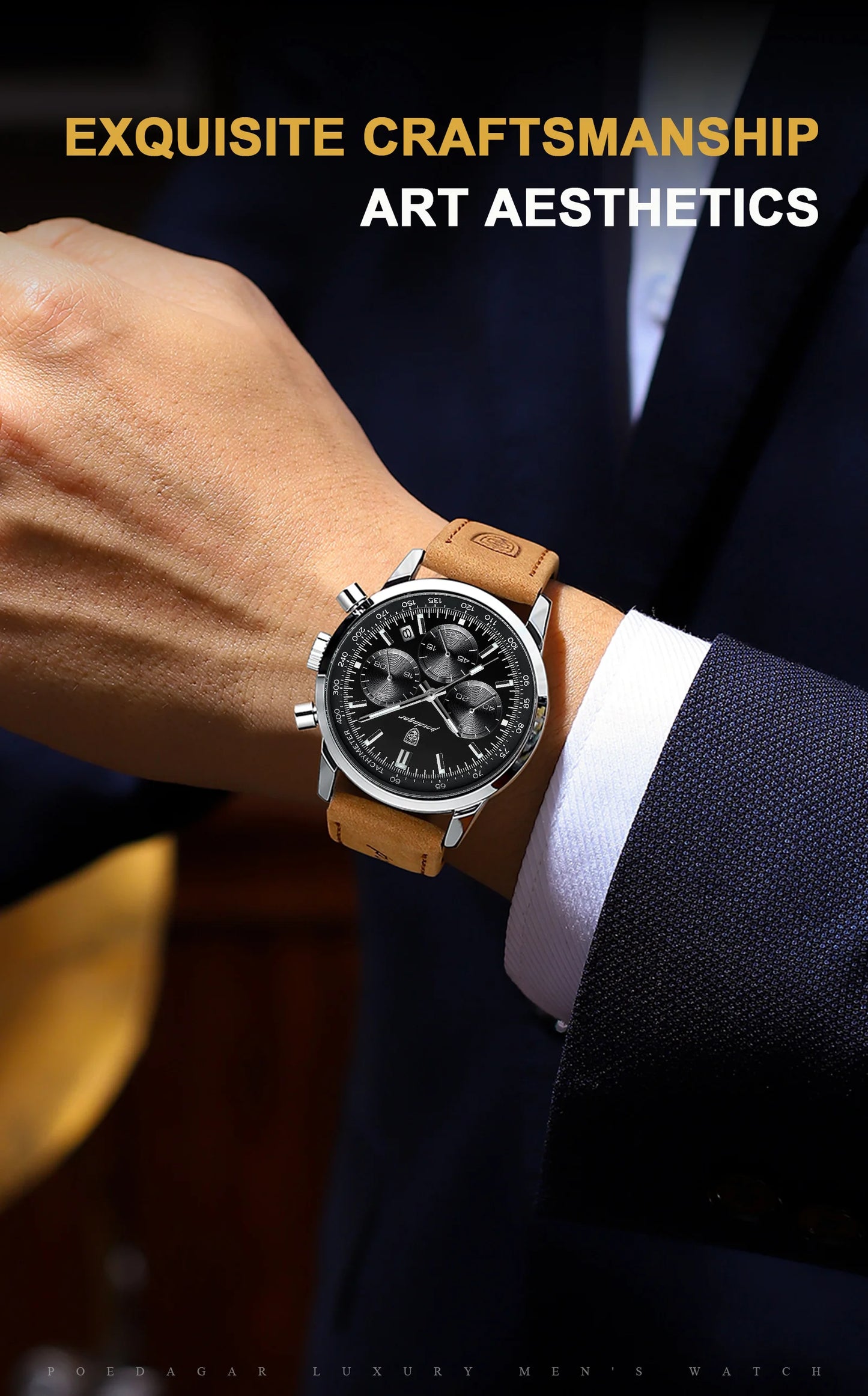 POEDAGAR Men's Luxury Quartz Chronograph Watch – Waterproof, Luminous & Fashionably Rugged