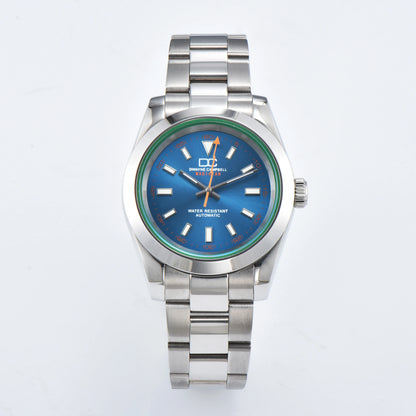 39mm Stainless Steel Watch Case with Sapphire Glass – Compatible with NH35 Movement | Green Luminous | Custom Logo Options
