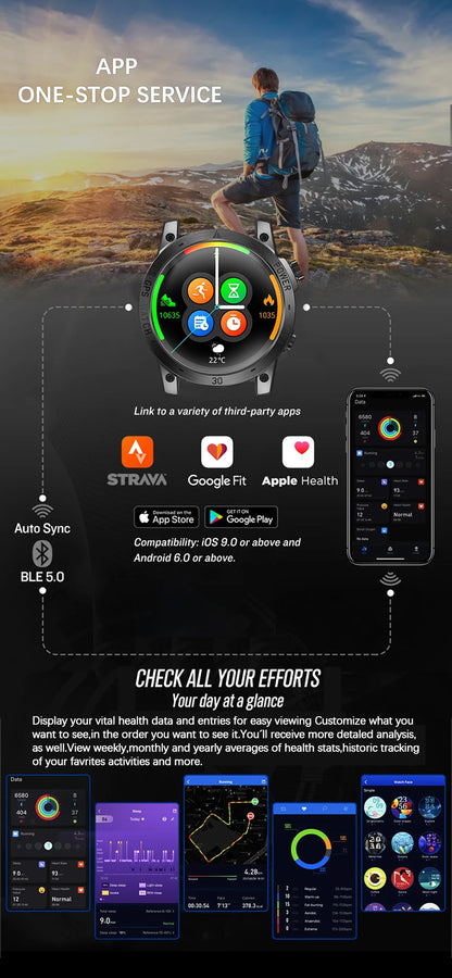NORTH EDGE 2025 Men's GPS Smartwatch – Rugged Outdoor Performance with AMOLED Display & Advanced Sensors