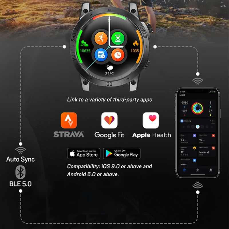 NORTH EDGE 2025 Men's GPS Smartwatch – Rugged Outdoor Performance with AMOLED Display & Advanced Sensors