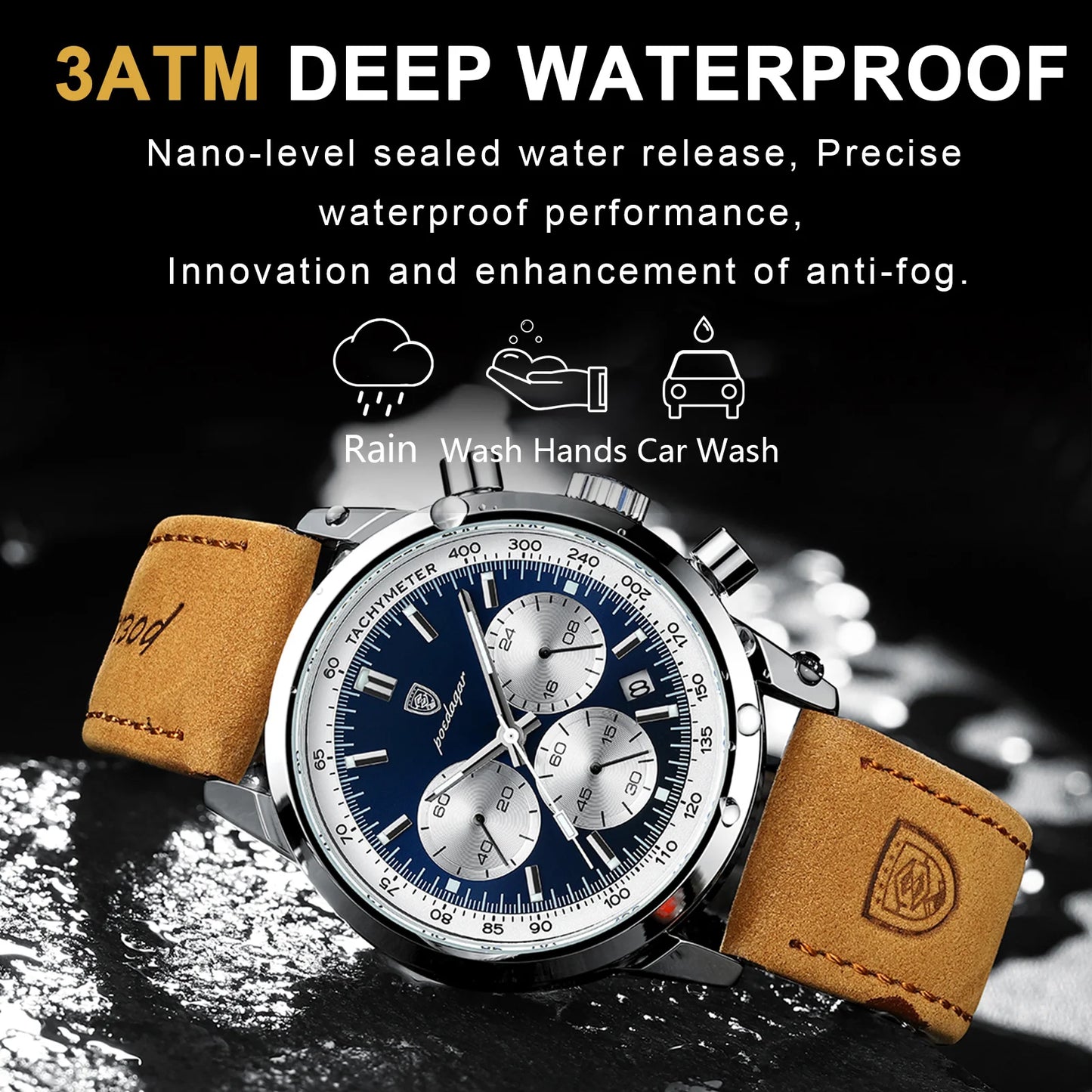 POEDAGAR Men's Luxury Quartz Chronograph Watch – Waterproof, Luminous & Fashionably Rugged