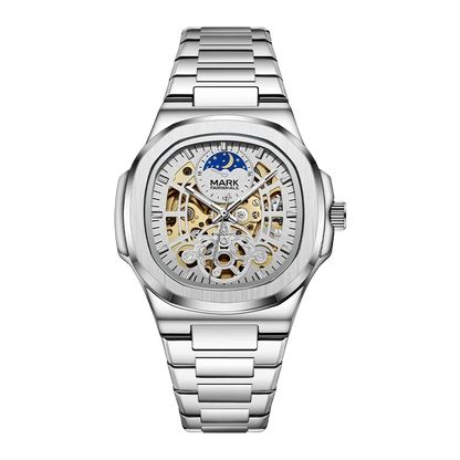 MARK FAIRWHALE Tourbillon Skeleton Automatic Watch – Luxury Business Timepiece with Moon Phase Display