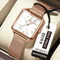 POEDAGAR Fashion Square Ladies Watch – Elegant Waterproof Stainless Steel Quartz Timepiece