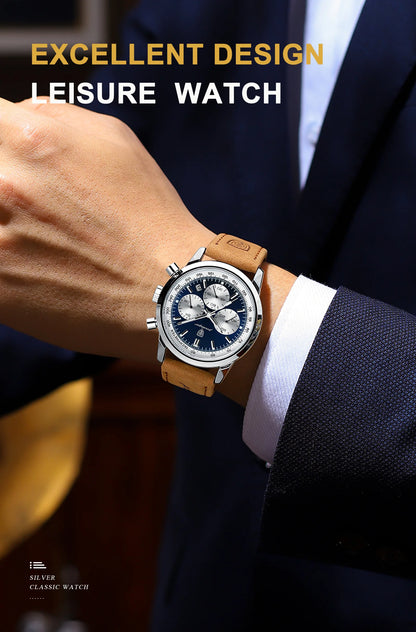 POEDAGAR Men's Luxury Quartz Chronograph Watch – Waterproof, Luminous & Fashionably Rugged