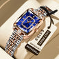 POEDAGAR Elegant Rectangle Women’s Quartz Watch – Waterproof Stainless Steel with Calendar Display