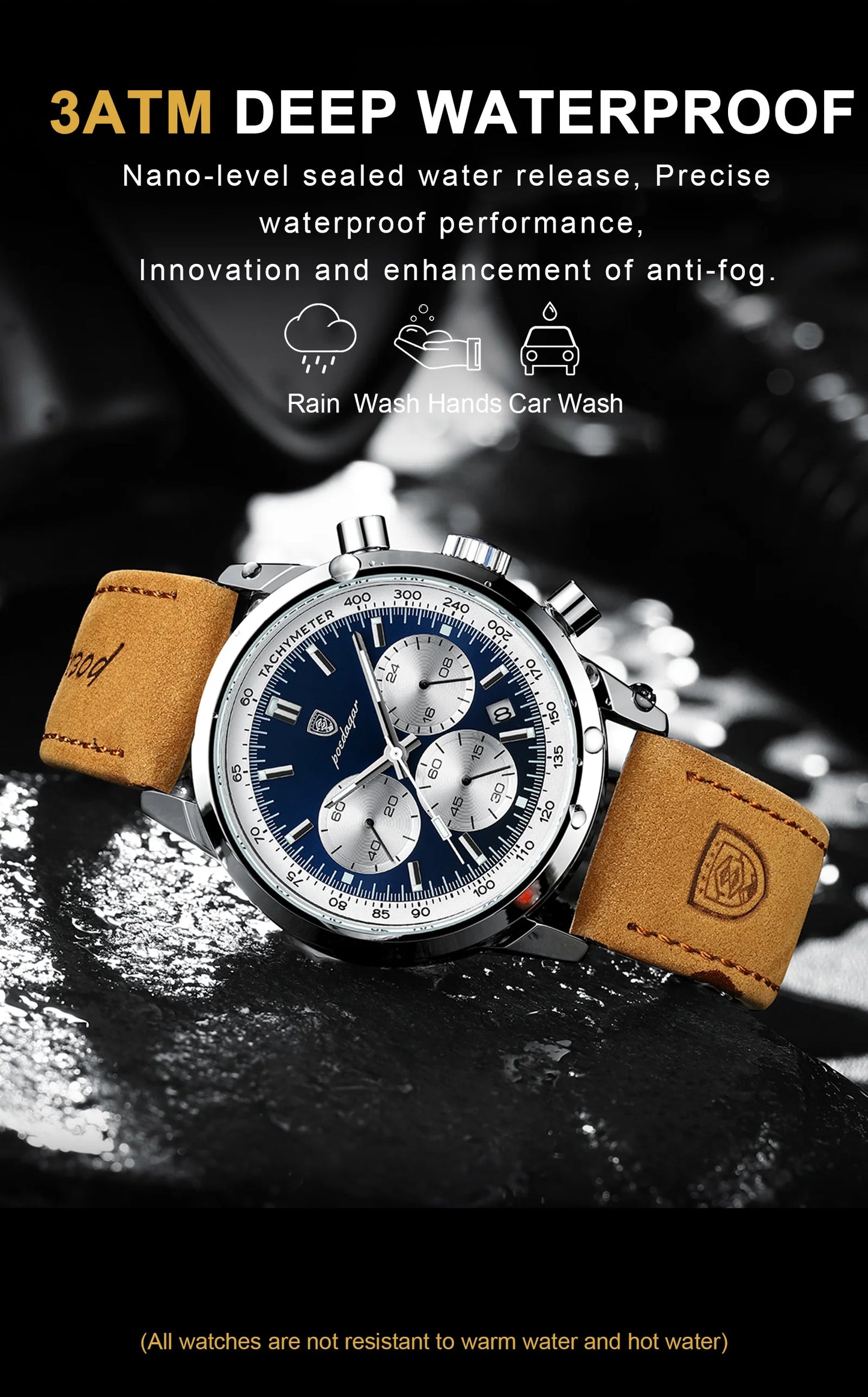 POEDAGAR Men's Luxury Quartz Chronograph Watch – Waterproof, Luminous & Fashionably Rugged