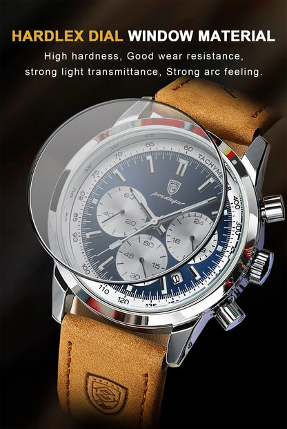 POEDAGAR Men's Luxury Quartz Chronograph Watch – Waterproof, Luminous & Fashionably Rugged