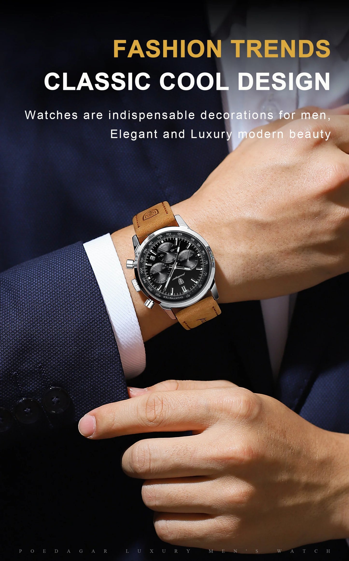 POEDAGAR Men's Luxury Quartz Chronograph Watch – Waterproof, Luminous & Fashionably Rugged