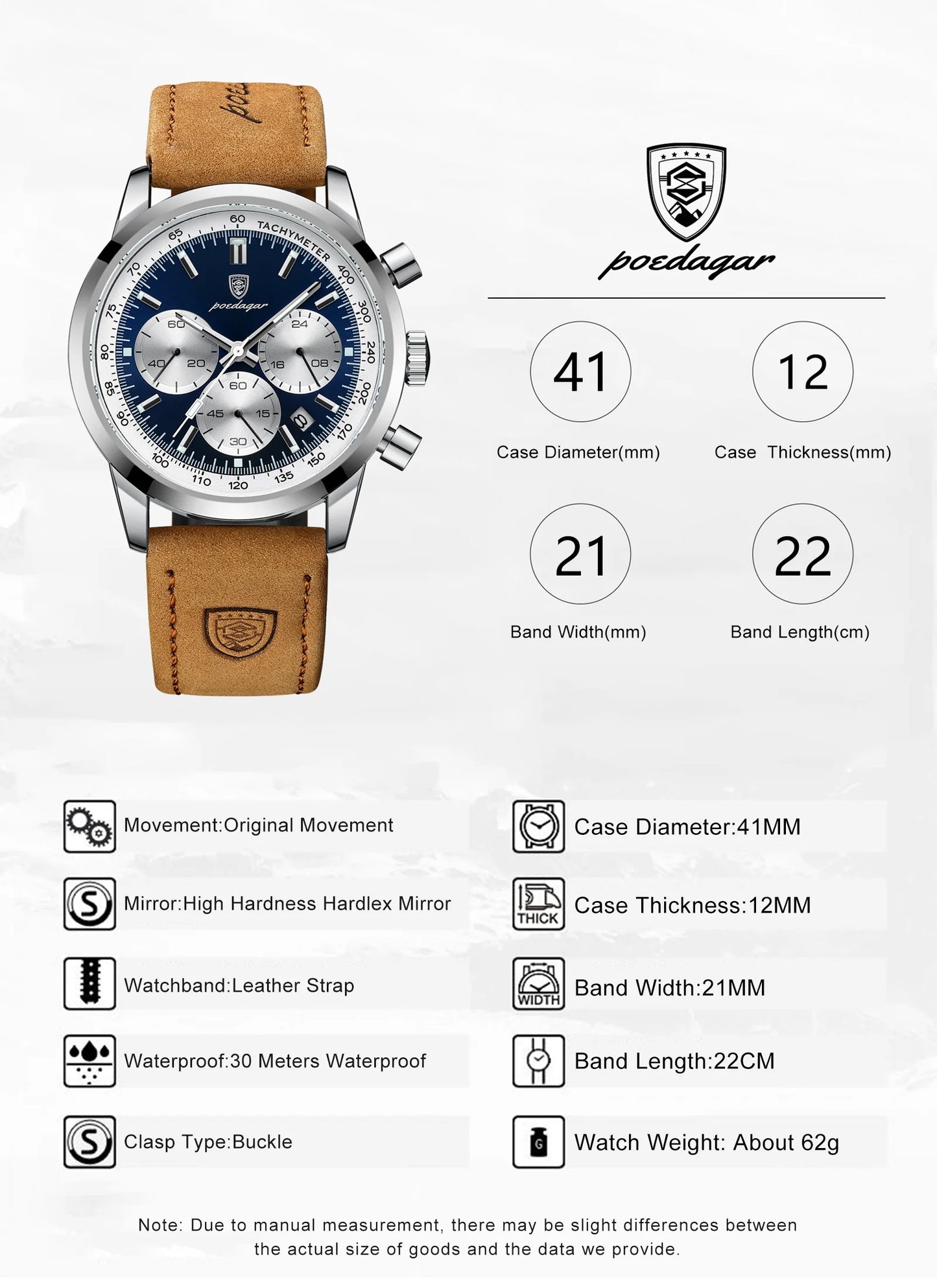 POEDAGAR Men's Luxury Quartz Chronograph Watch – Waterproof, Luminous & Fashionably Rugged
