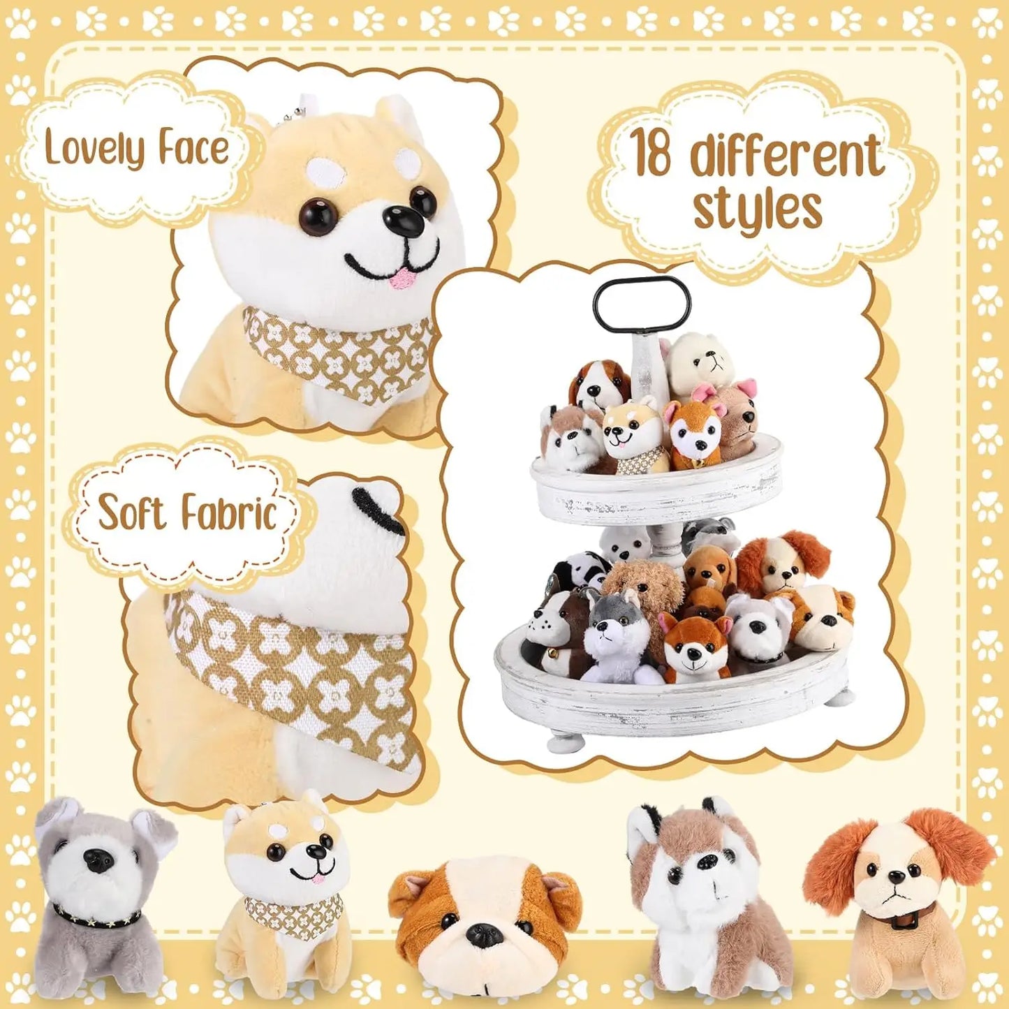18-Piece Mini Plush Stuffed Puppy Dogs – Soft Party Favors, Gifts & Decor for Kids and Adults