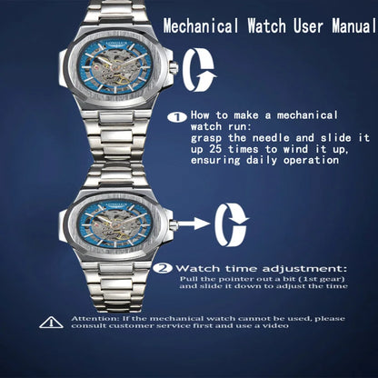 LONGLUX Men's Automatic Skeleton Watch – Luxury Style Meets Mechanical Precision