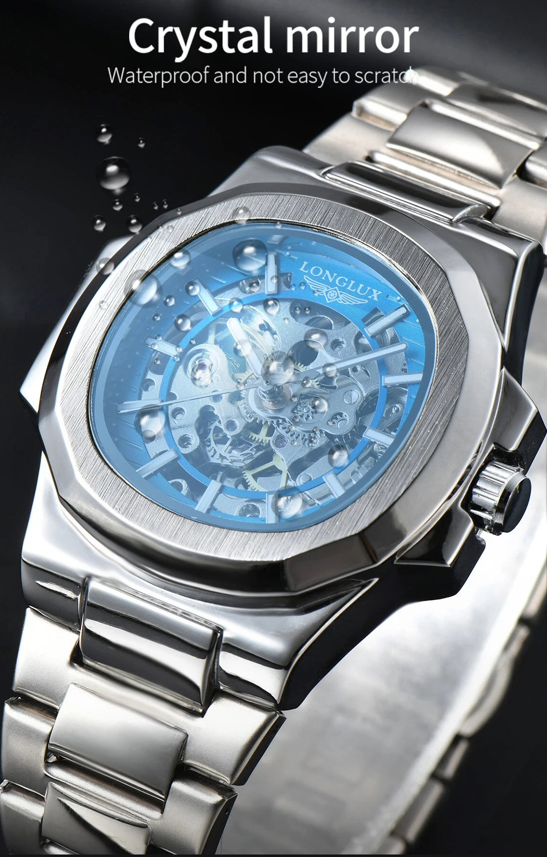 LONGLUX Men's Automatic Skeleton Watch – Luxury Style Meets Mechanical Precision